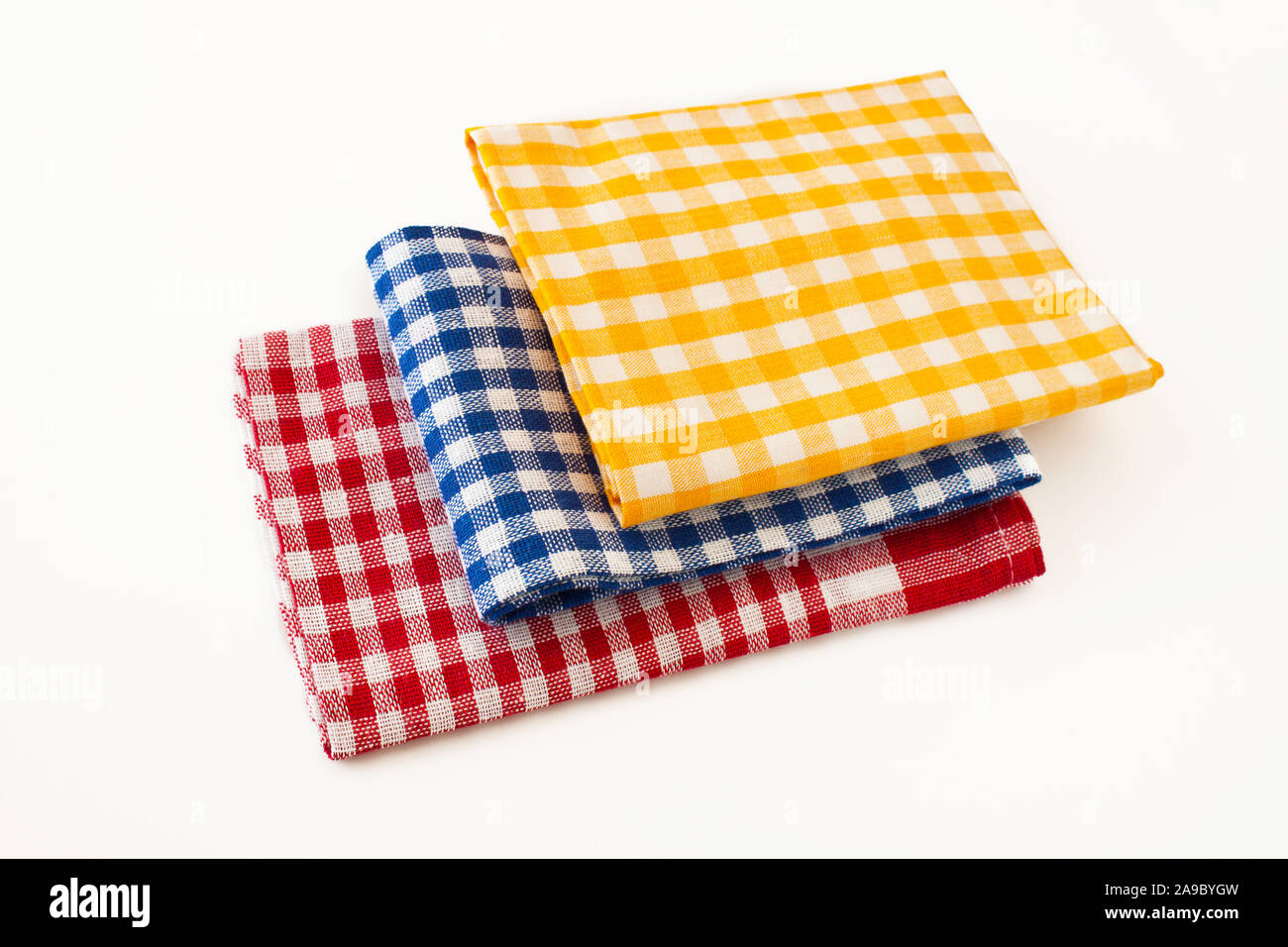 Kitchen towels on white background Stock Photo