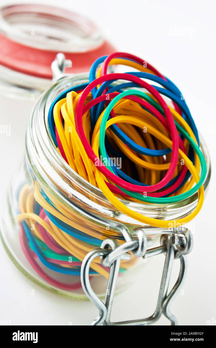 Five tie an elastic band Stock Photo - Alamy