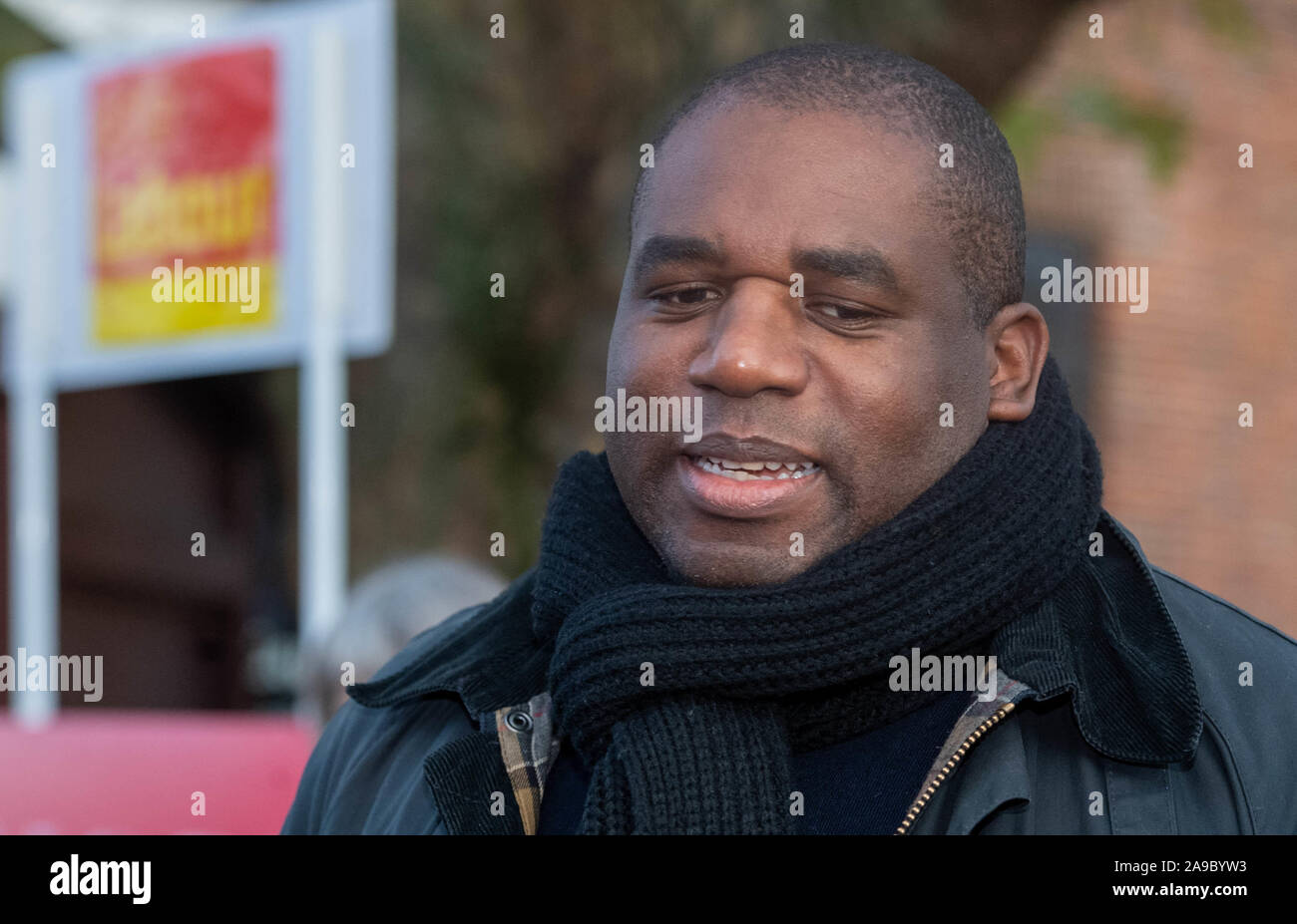 Brentwood Essex, UK. 14th Nov, 2019. General Election David Lammy, (pictured) labour candidate for Tottenham and controversal politician campaigning in Brentwood Essex with Oliver Durose, Labour parliamentary candidate for Brentwood and Ongar in Brentwood High Street, Essex UK Credit: Ian Davidson/Alamy Live News Stock Photo