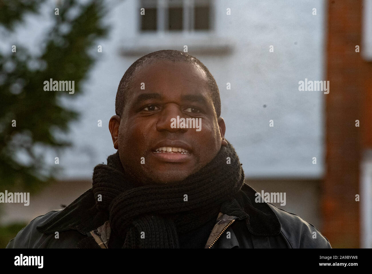 Brentwood Essex, UK. 14th Nov, 2019. General Election David Lammy, (pictured) labour candidate for Tottenham and controversal politician campaigning in Brentwood Essex with Oliver Durose, Labour parliamentary candidate for Brentwood and Ongar in Brentwood High Street, Essex UK Credit: Ian Davidson/Alamy Live News Stock Photo