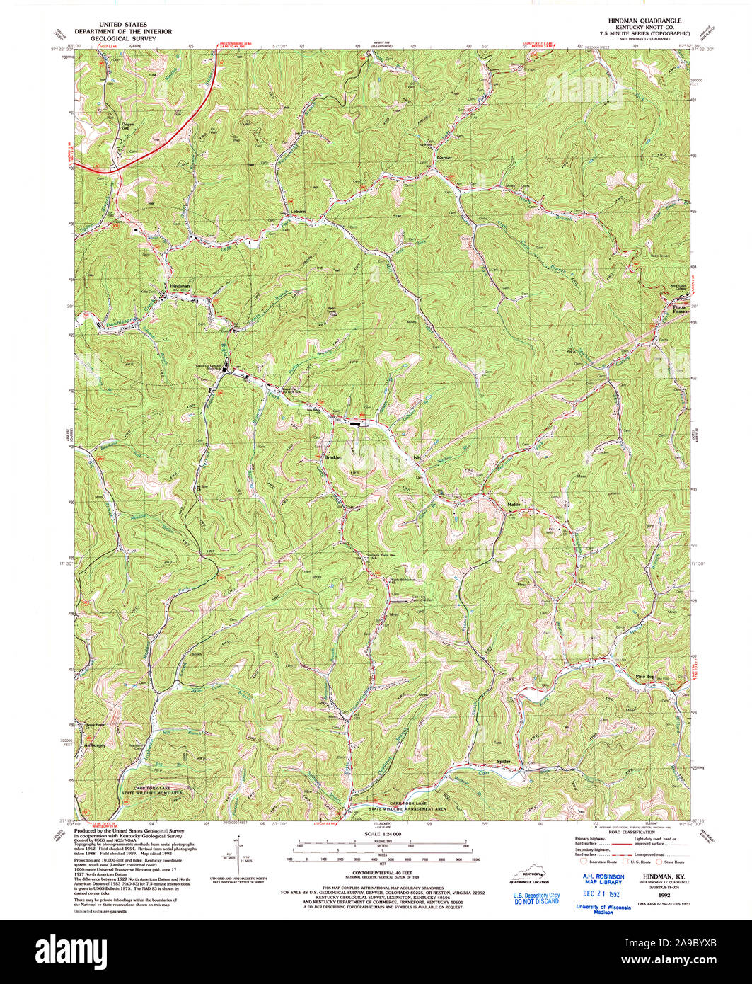 Map of hindman hires stock photography and images Alamy