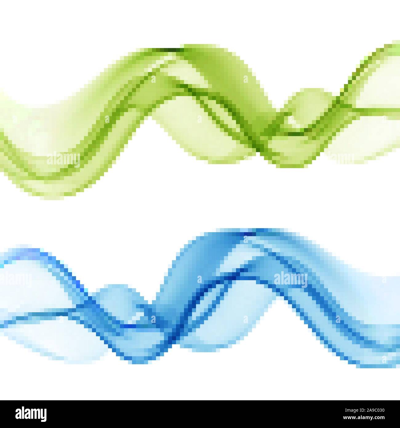 Set Abstract color wave design element. Blue and green wave. Stock Vector