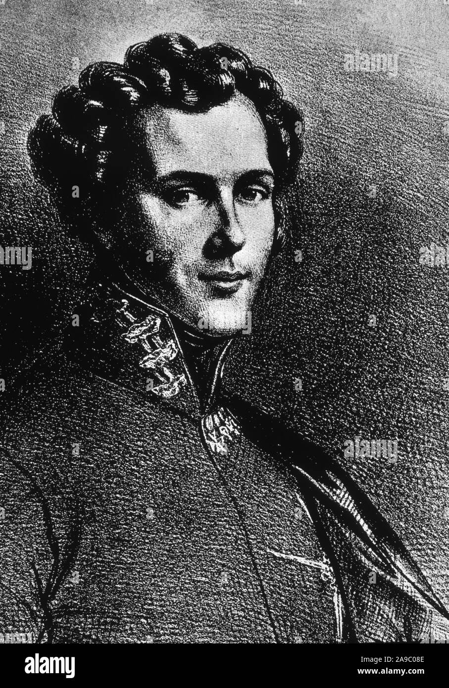 GENERAL JOSE MARIA DE TORRIJOS 1791-1831. Author: REVERCA. Location: MUSEO ROMANTICO-GRABADO. MADRID. SPAIN. Stock Photo