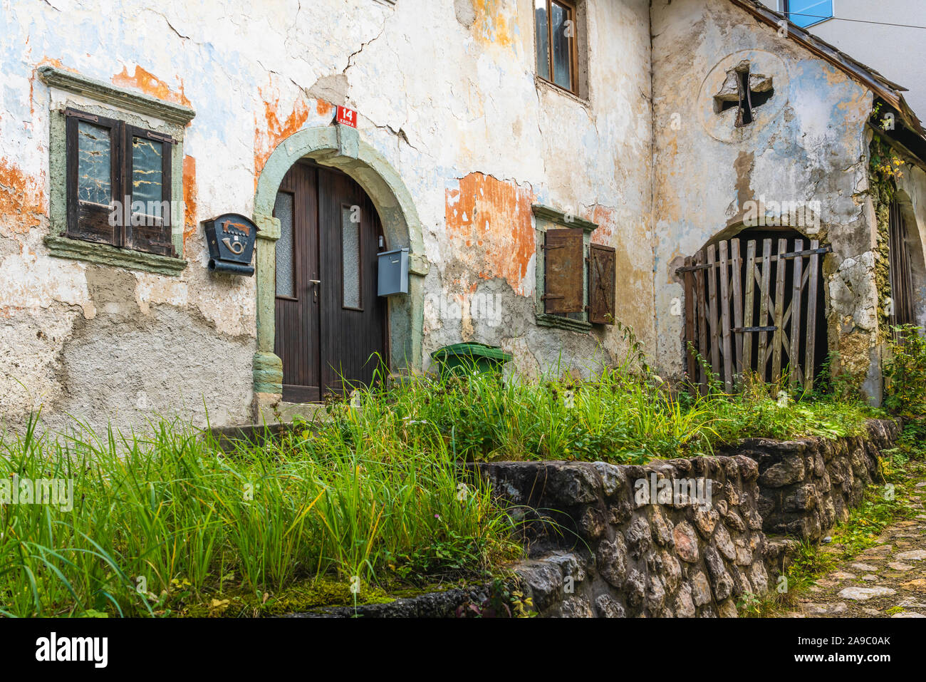 The village of Kropa, Slovenia with fall foliage color Stock Photo - Alamy