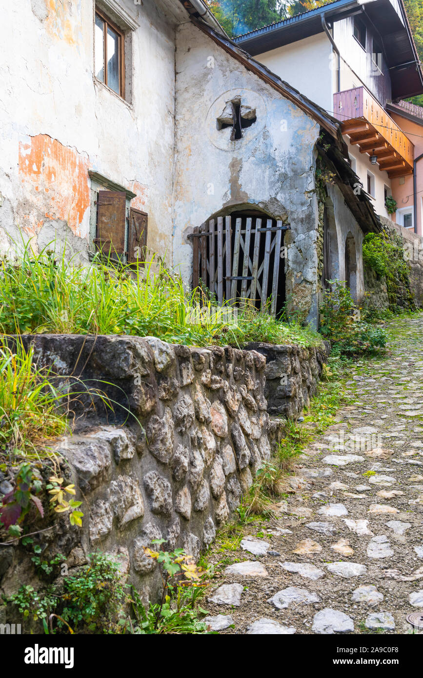 The village of Kropa, Slovenia with fall foliage color Stock Photo - Alamy