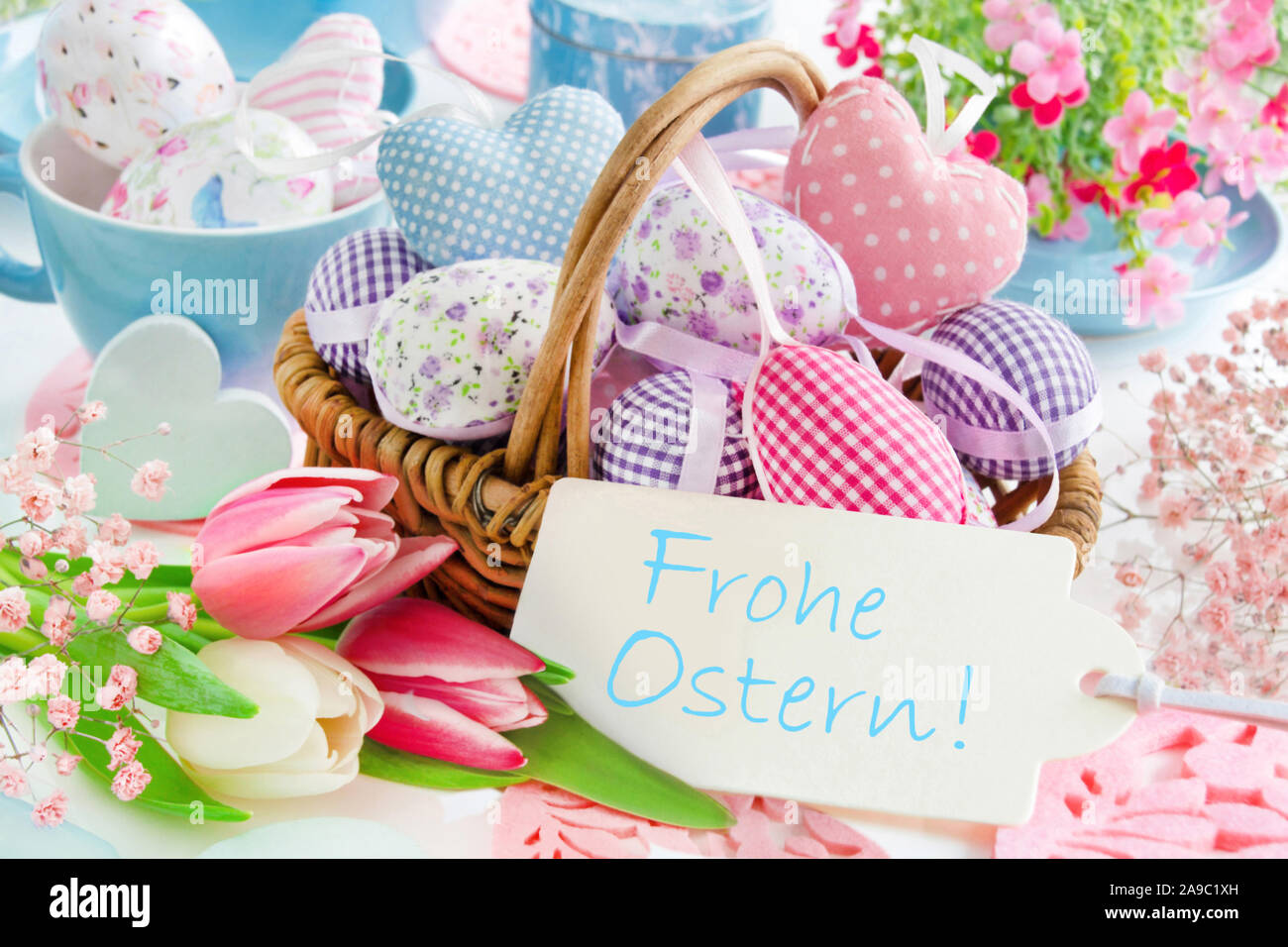 Happy Easter Label and decoration Stock Photo