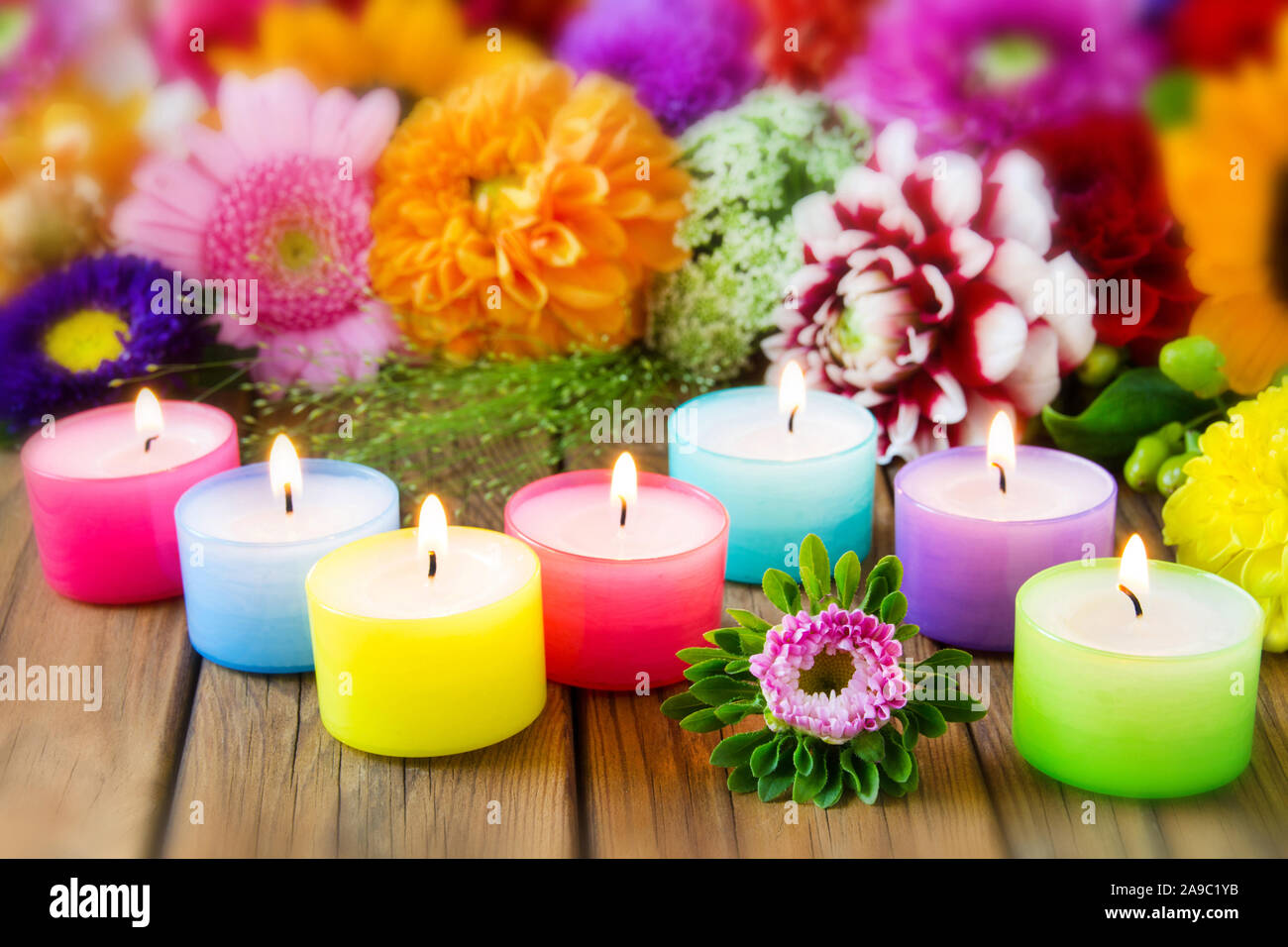 Wellness background with flowers Stock Photo