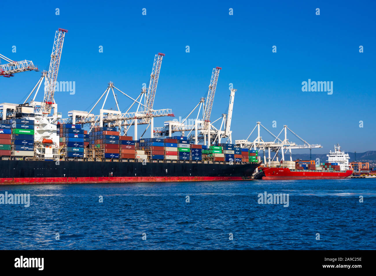 The Adriatic container port facilities of Koper, Slovenia, Europe. Stock Photo