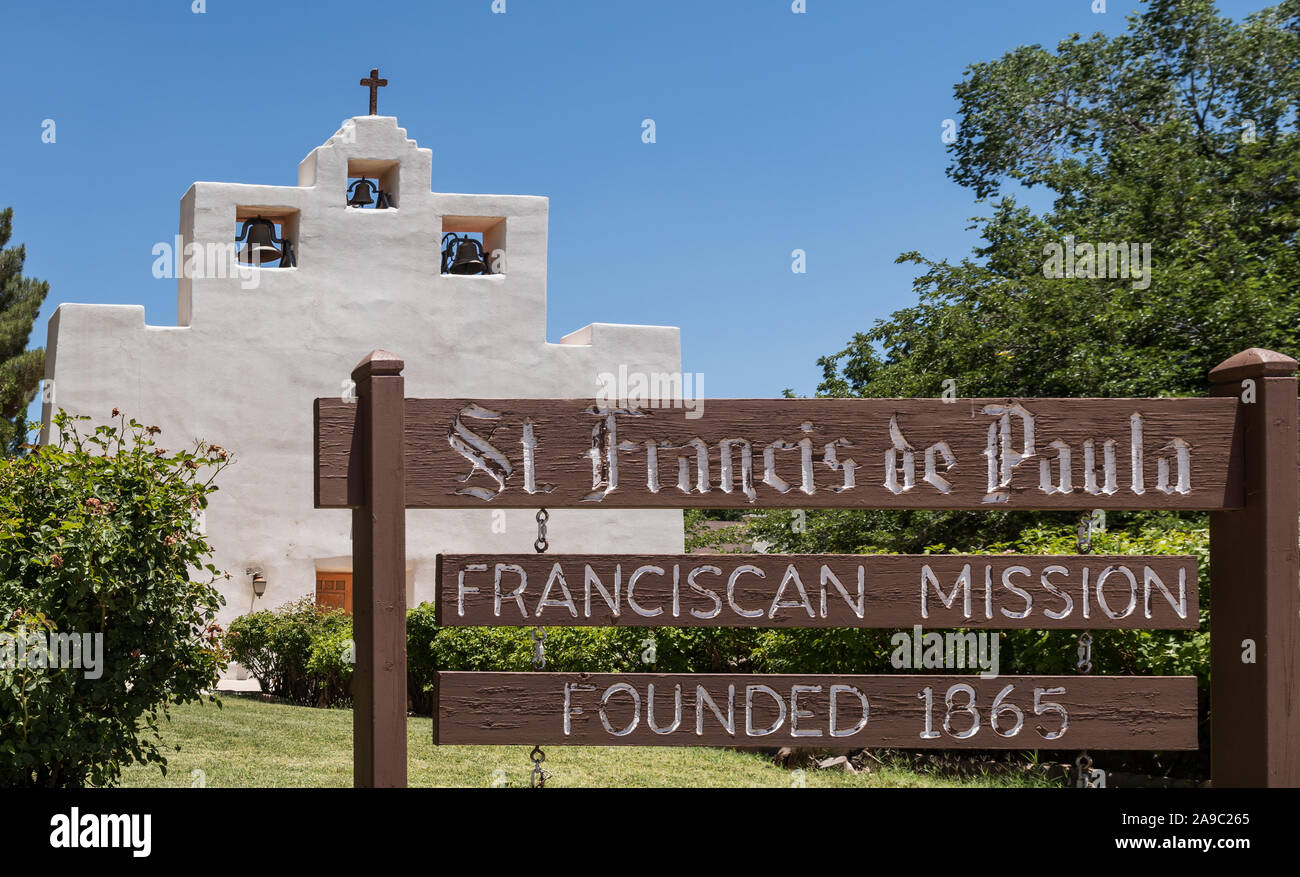 St Francis de Paula Franciscan Mission Church,  Tularosa New Mexico, USA Stock Photo