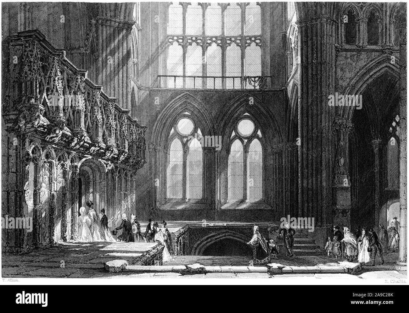 An engraving of Glasgow Cathedral Lanarkshire scanned at high resolution from a book printed in 1859.  Believed copyright free. Stock Photo