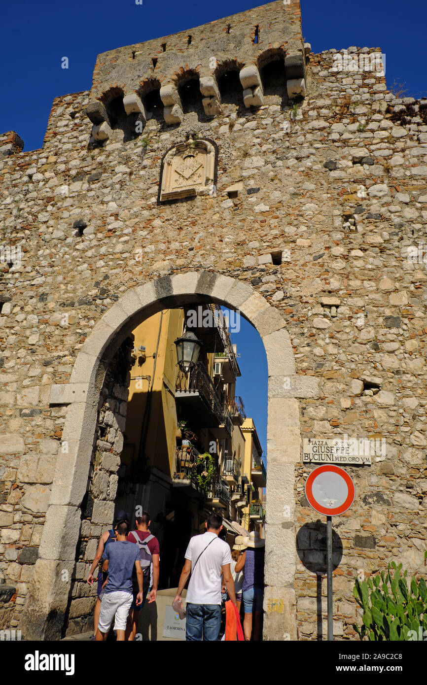 Porta Catania, Taormina, Sicily, Italy. Photographed on 9/1/2019 Stock Photo