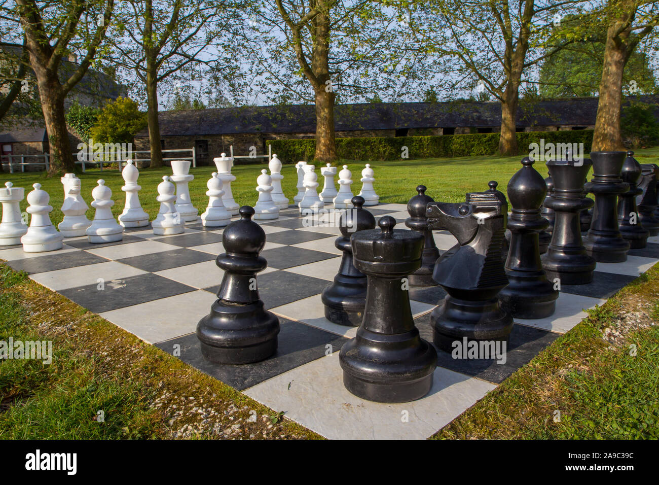 Garden Chess Set Stock Photos
