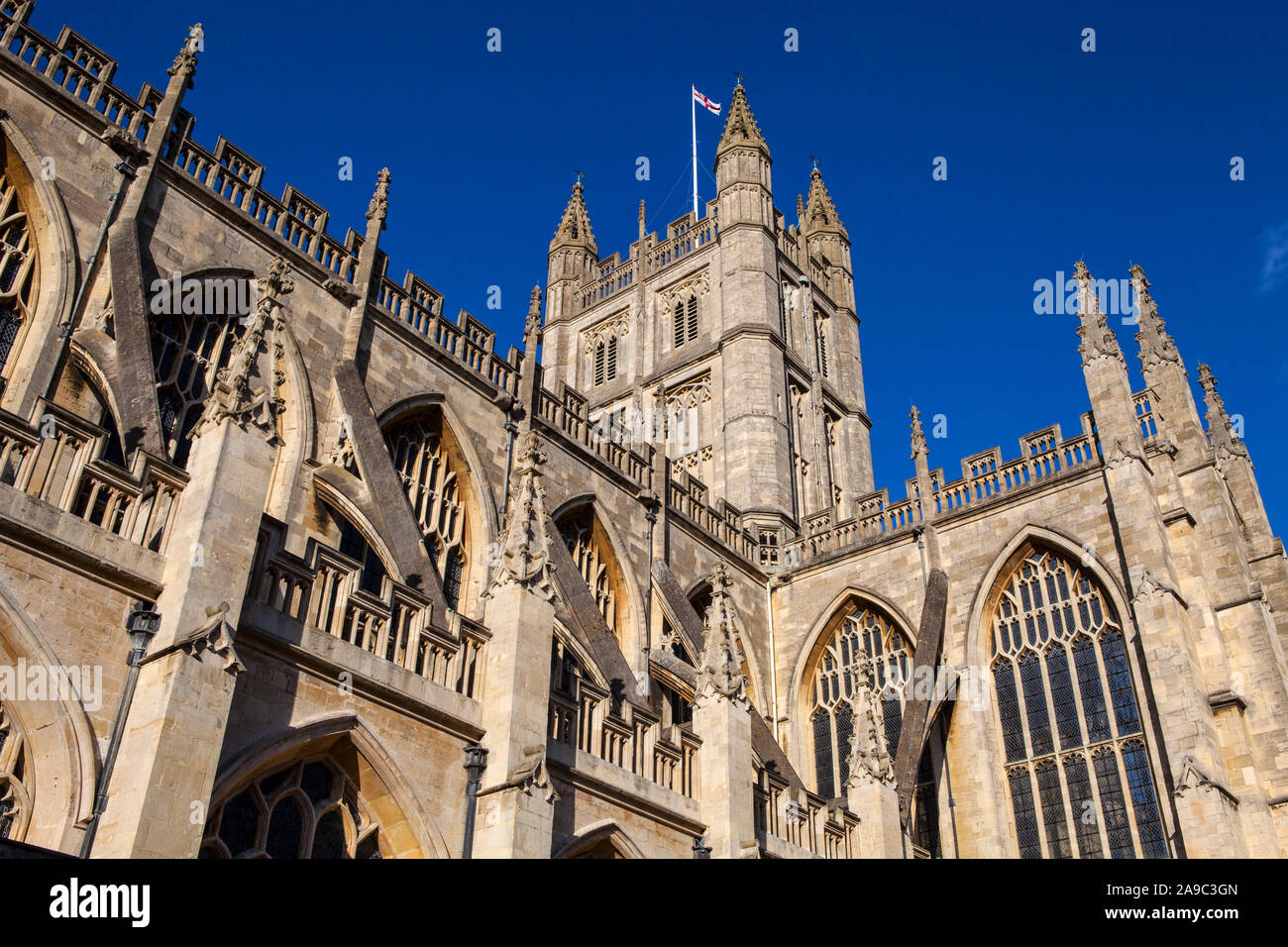 A view of the magnificent Bath Abbey in the historic city of Bath in Somerset, UK. Stock Photo