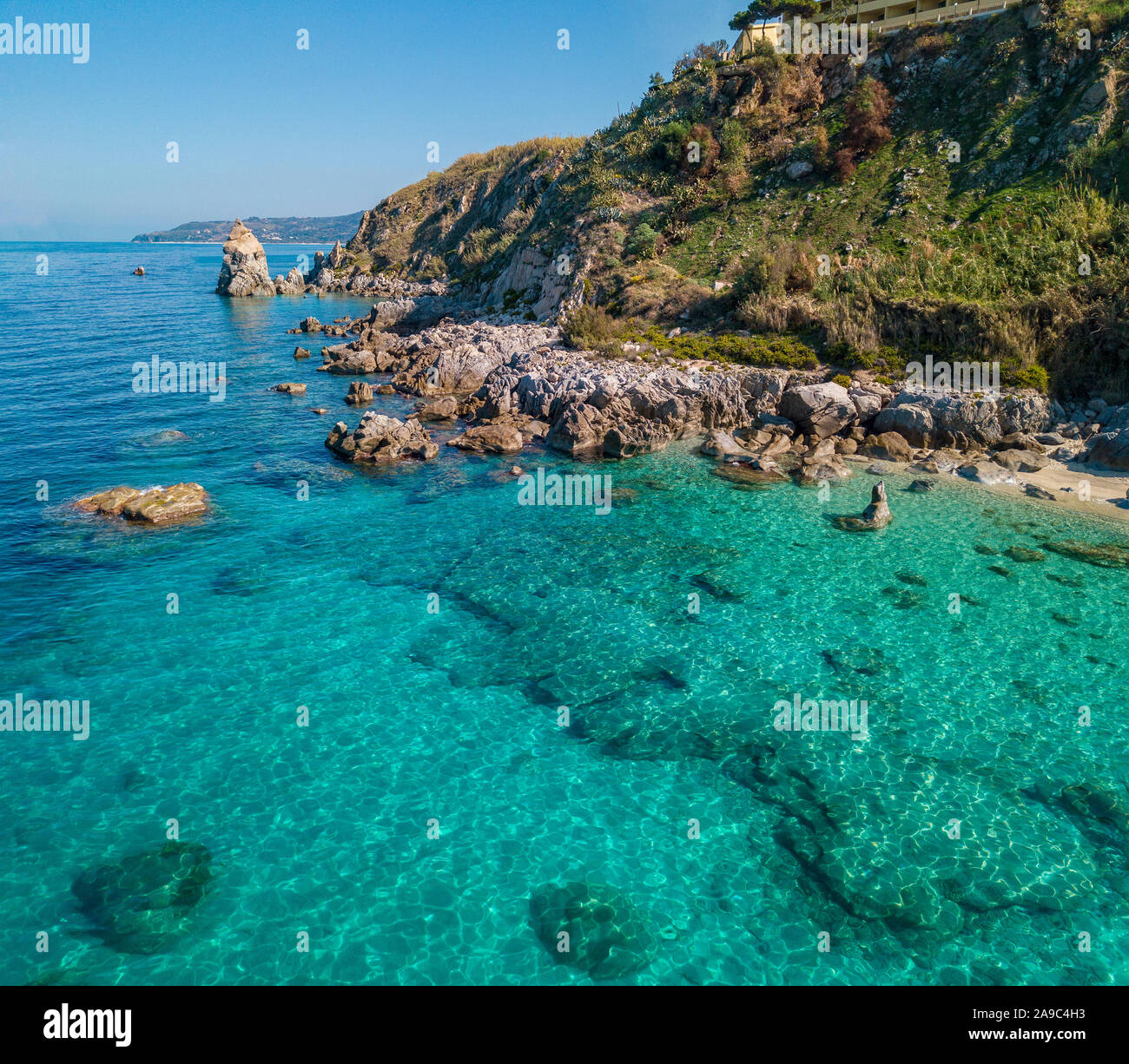 Calabria Mineral Water Aerial View Of Tropea Beach, Crystal Clear