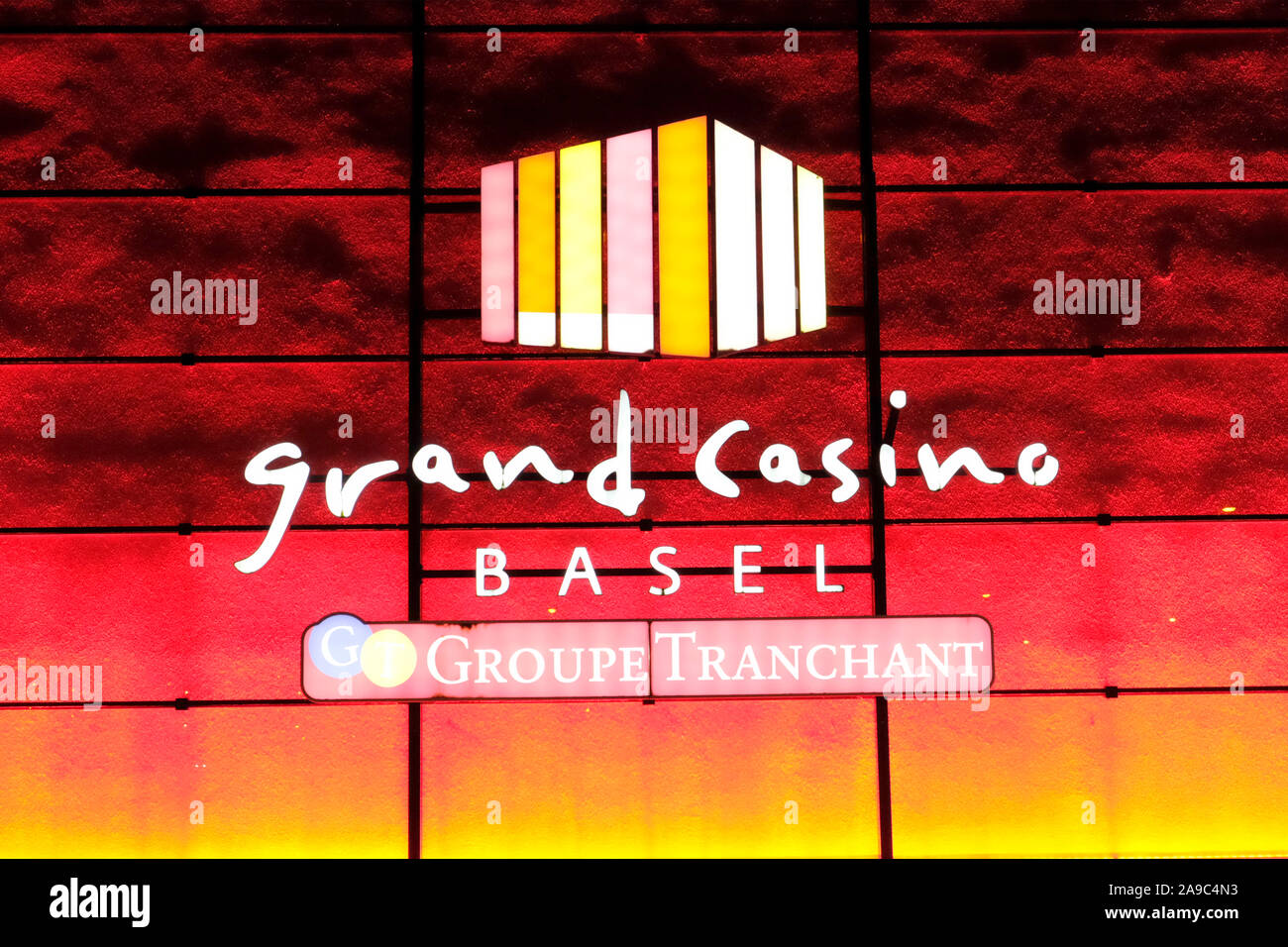 A close up view of the grand casino basel, Switzerland Stock Photo