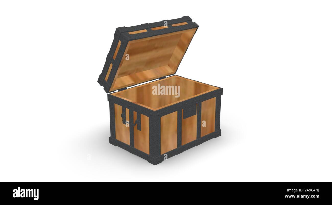 Wood chest isolated on White 3D Rendering Stock Photo - Alamy