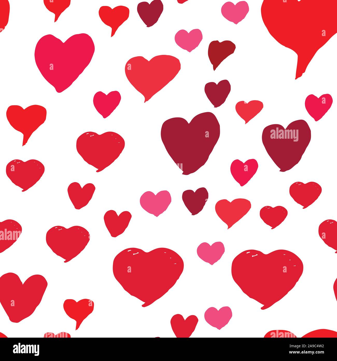 Drawn hearts seamless pattern for Valentines Day Stock Vector Image ...