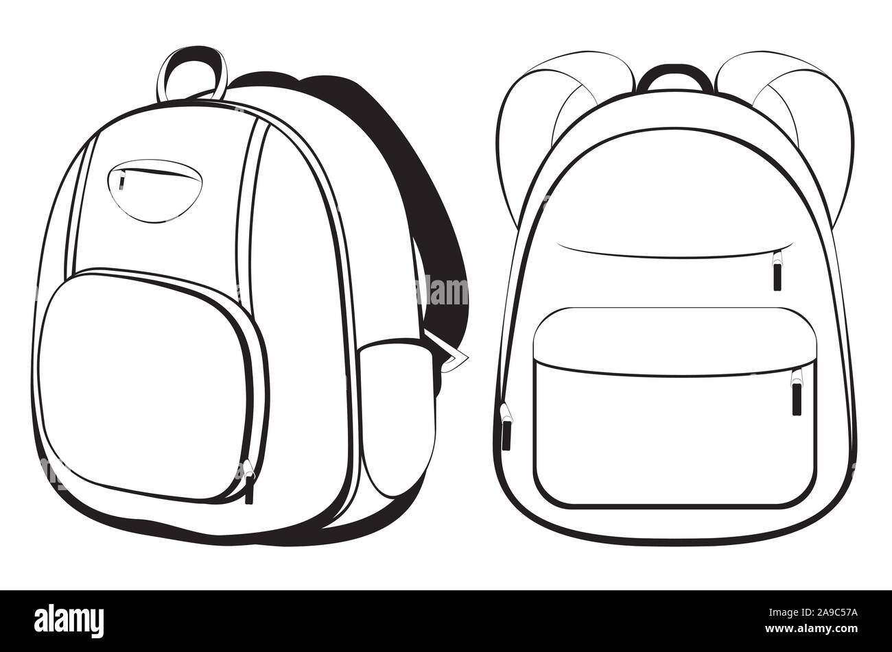 Cartoon school backpack in black and white design Stock Vector Image & Art  - Alamy