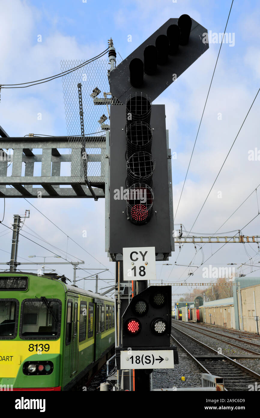 A Dart train at Clontarf Road railway station, Dublin City, Republic of
