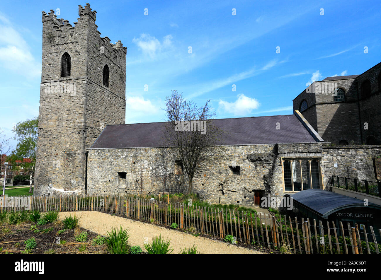 Summer view of St Audoens Church, 14 High Street, Dublin City, Republic of Ireland Stock Photo