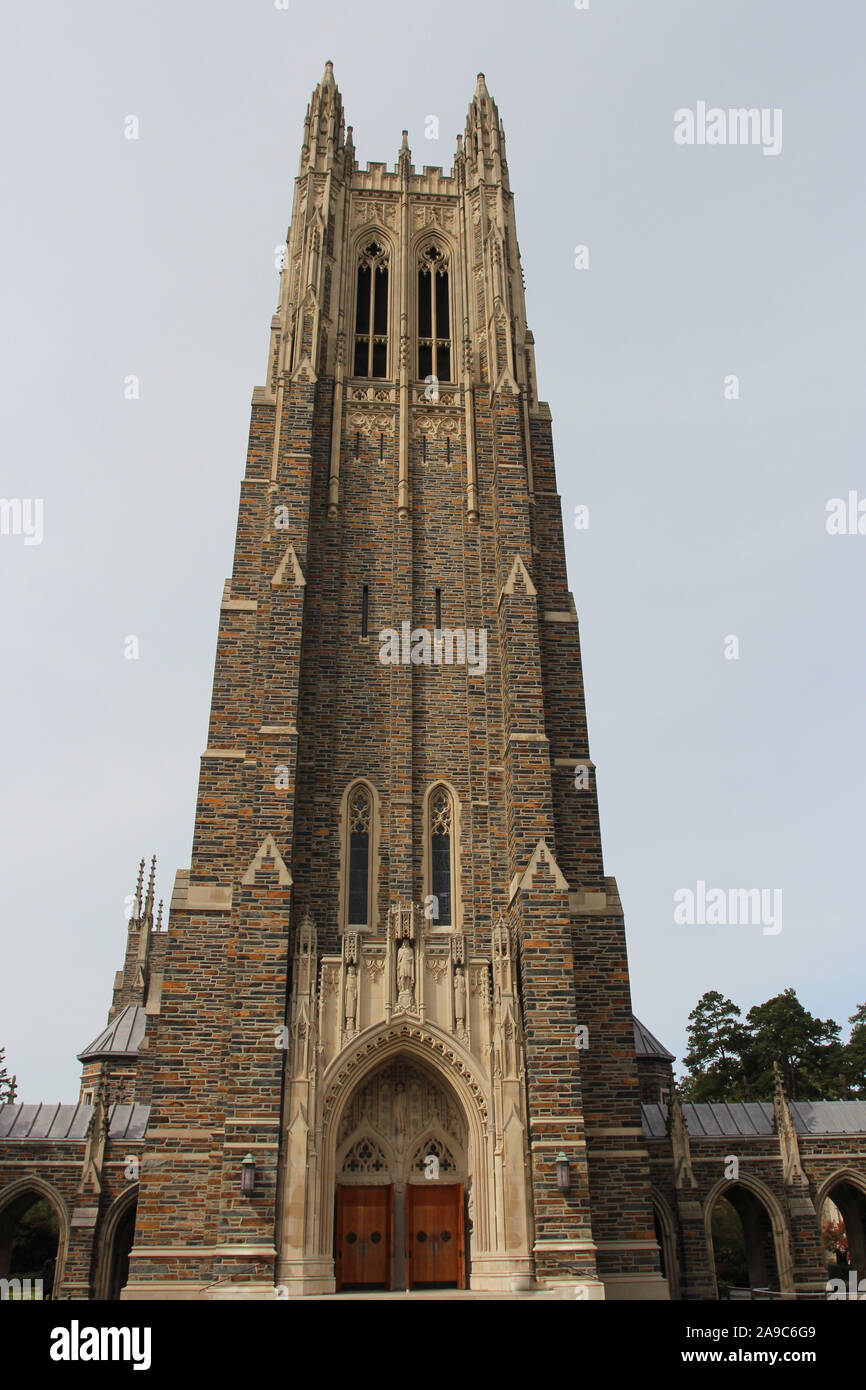 The front of Duke University Chapel in Durham, North Carolina, USA Stock Photo