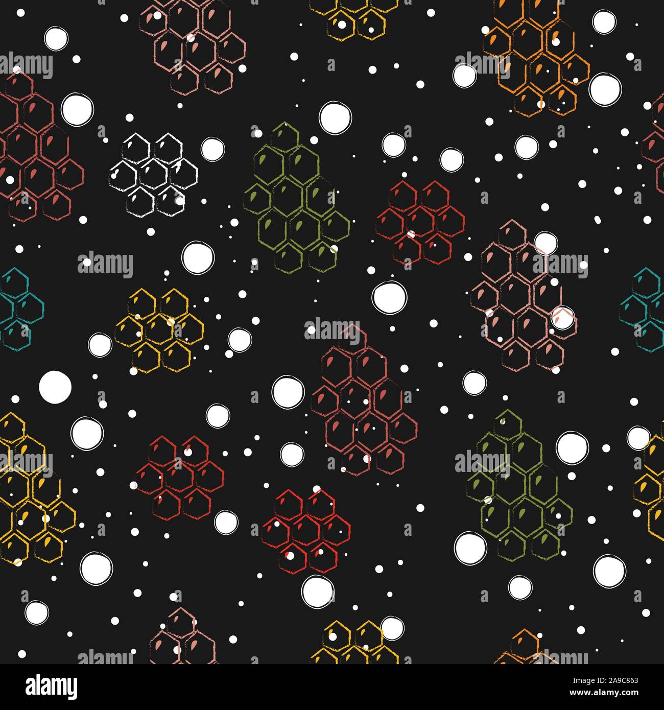 Seamless Pattern with Honey. Scandinavian Style. Vector Illustration Stock Vector