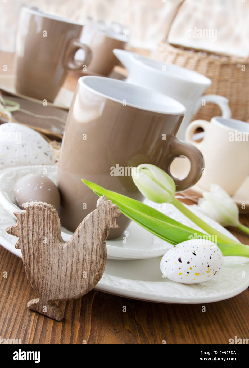 Easter table setting and decorations Stock Photo