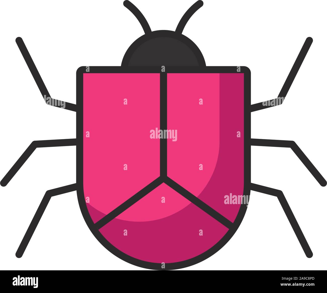 virus bug attack internet flat line style illustration Stock Vector