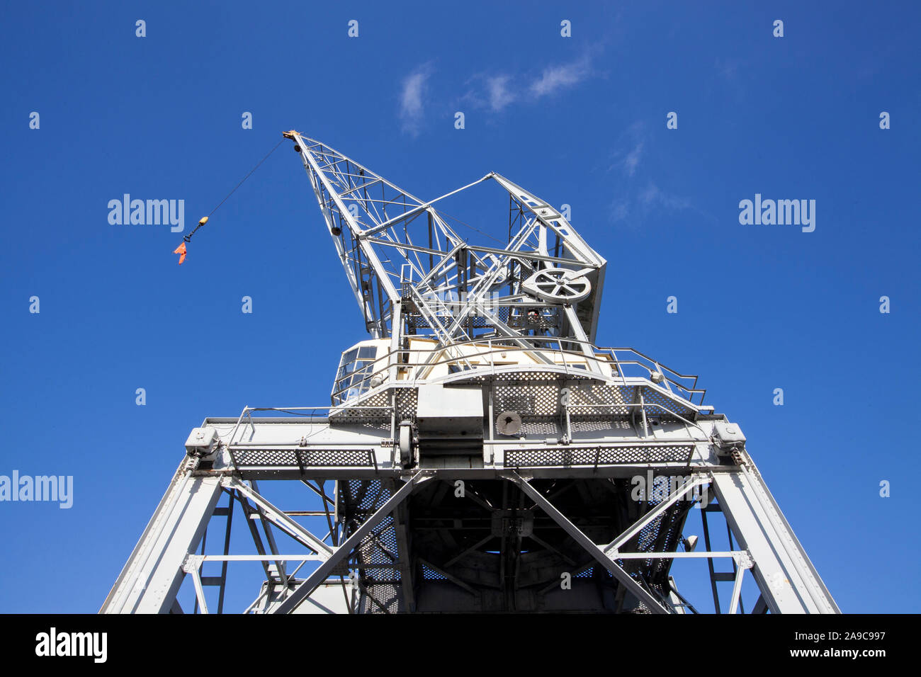 Rotterdam, Netherlands. A old locomotive and old cranes that are part of the maritiem museum in Rotterdam Stock Photo