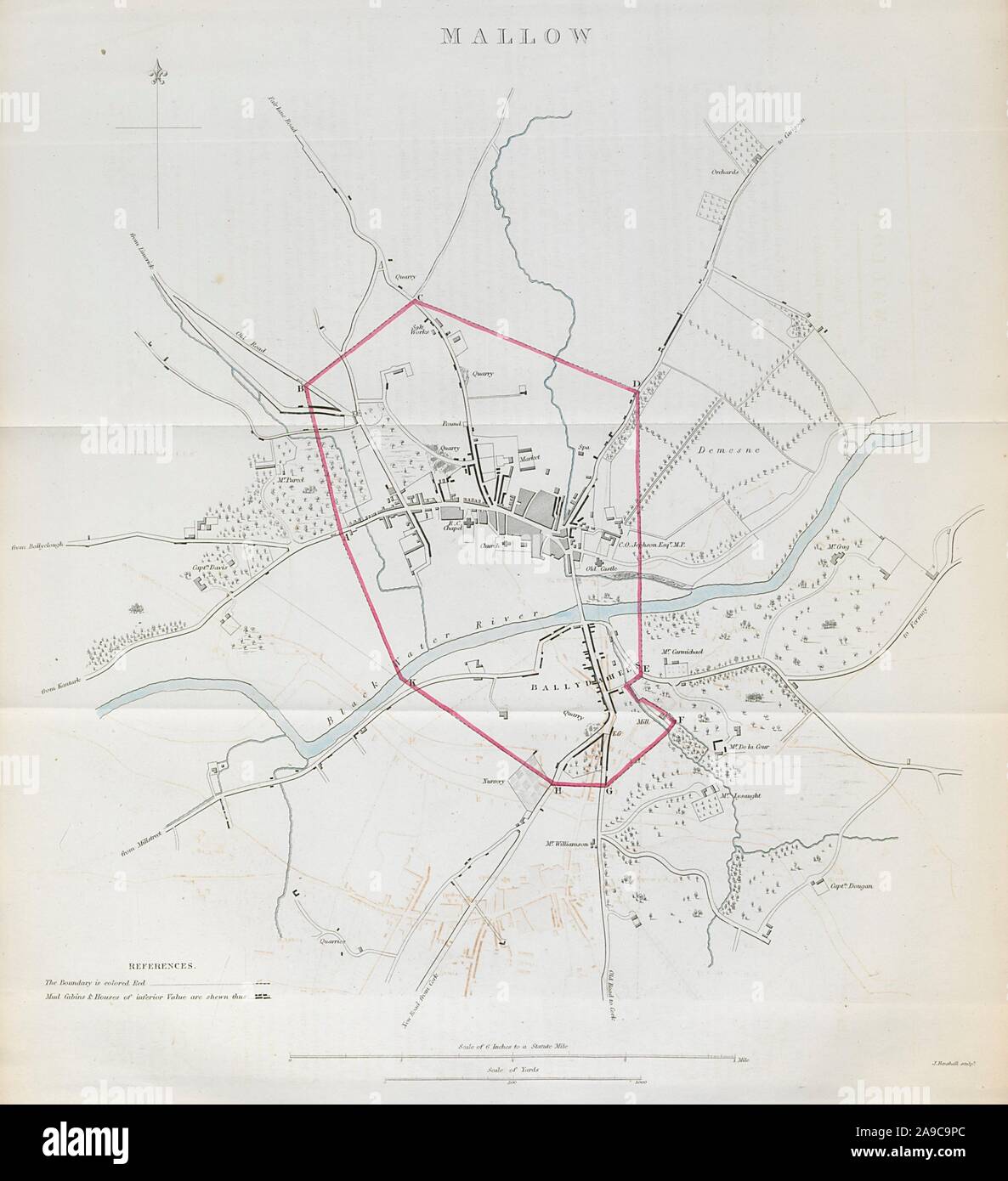 Map Of Mallow County Cork Mallow Town/Borough Plan. Reform Act. County Cork. Munster 1832 Old Map  Stock Photo - Alamy