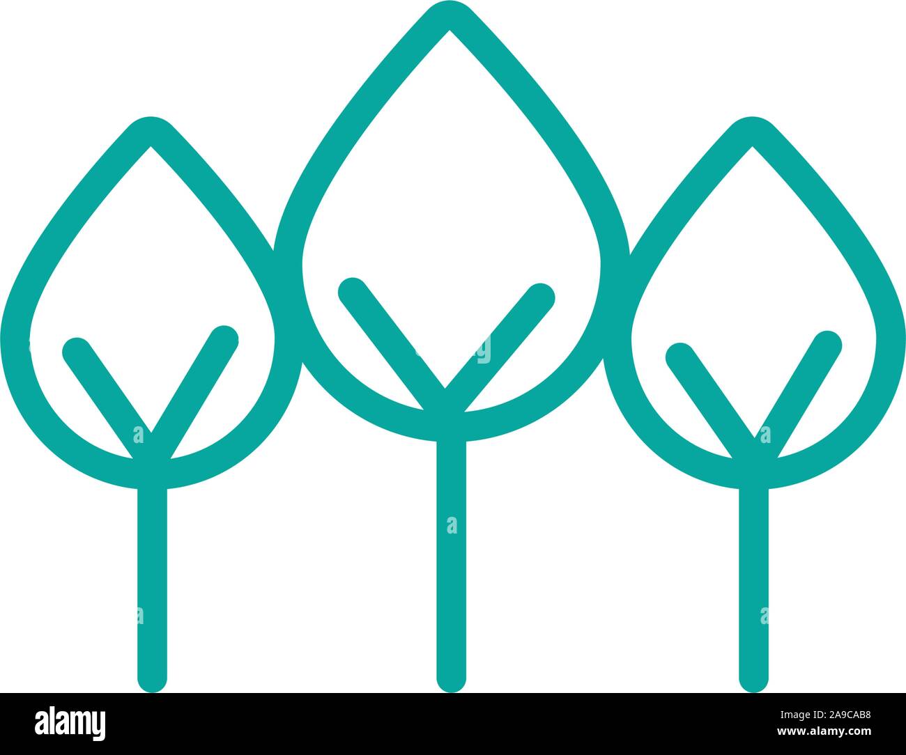 leaves foliage nature leaf icon line green vector illustration Stock ...