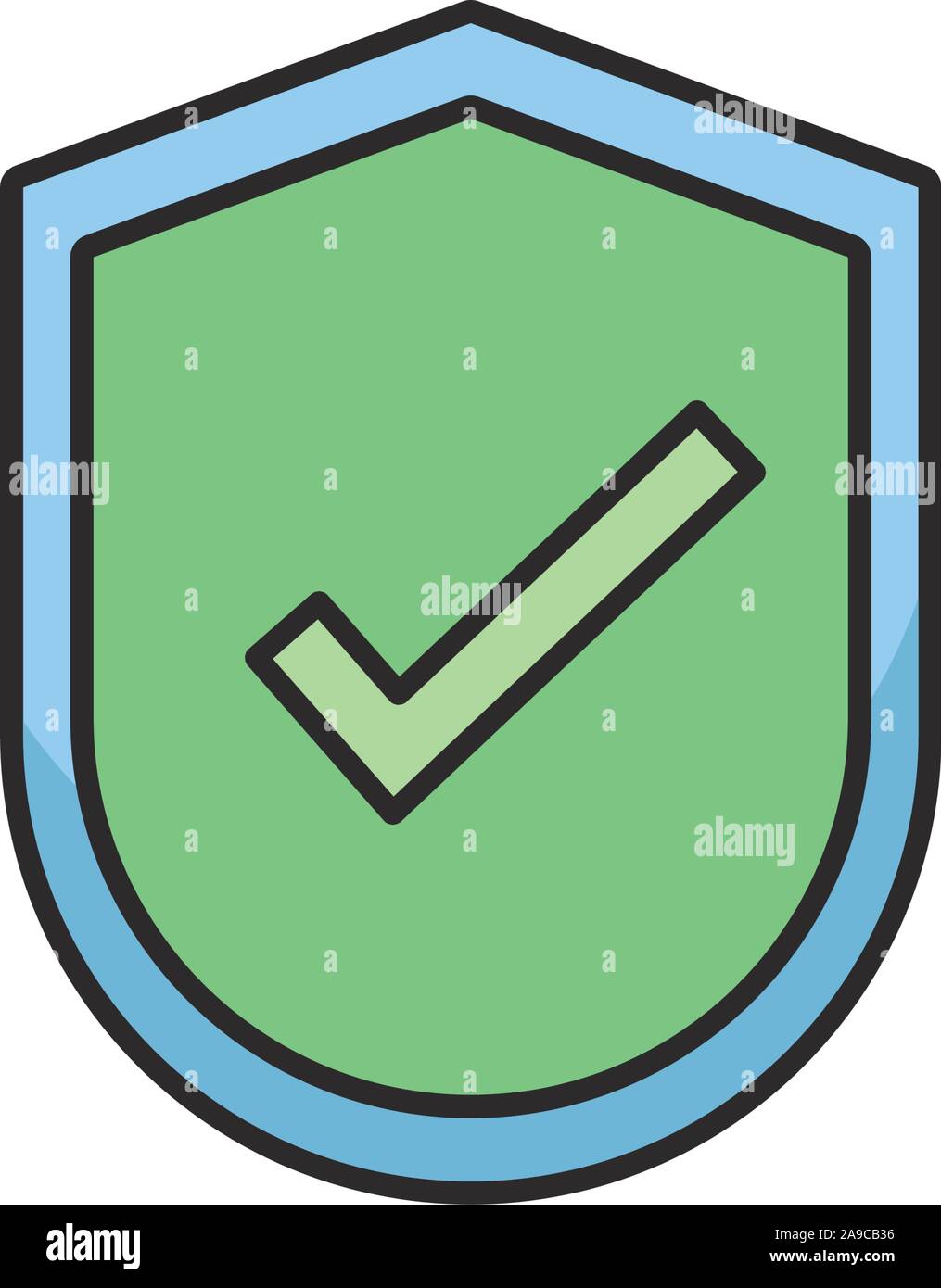 shield protection check mark flat line style illustration