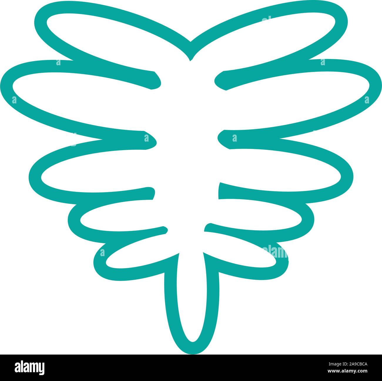 tropical foliage nature leaf icon line green vector illustration Stock ...