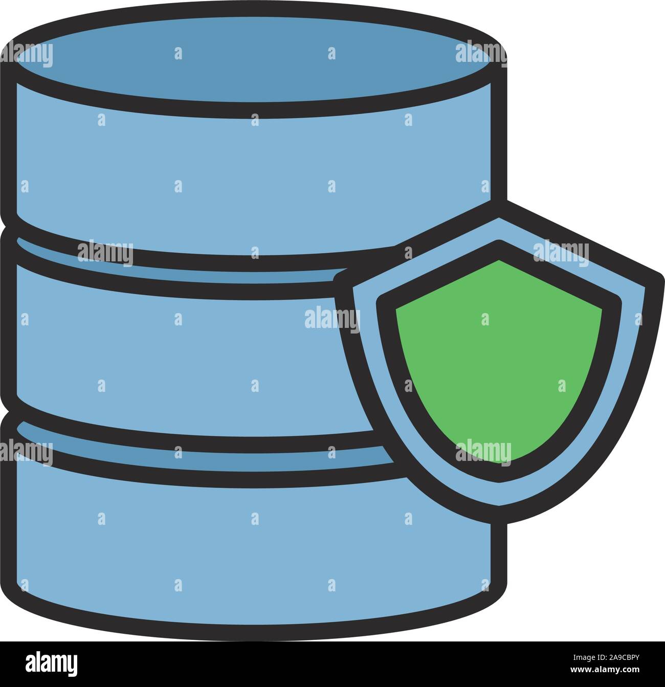 data base server protection internet flat line style illustration Stock ...