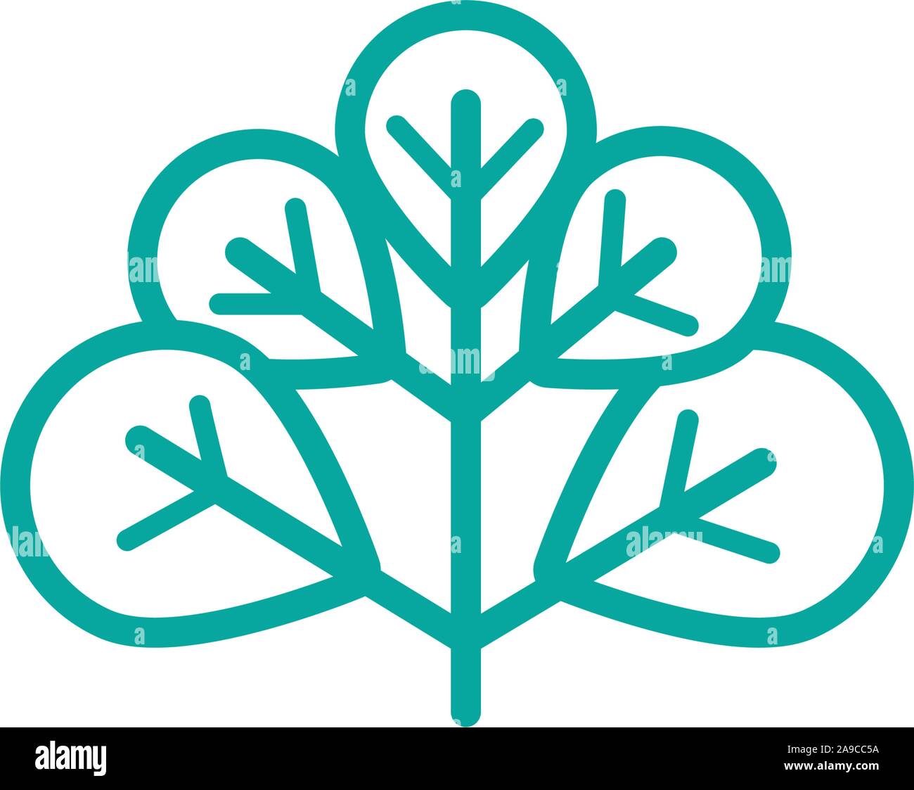 ornate foliage nature leaf icon line green vector illustration Stock ...