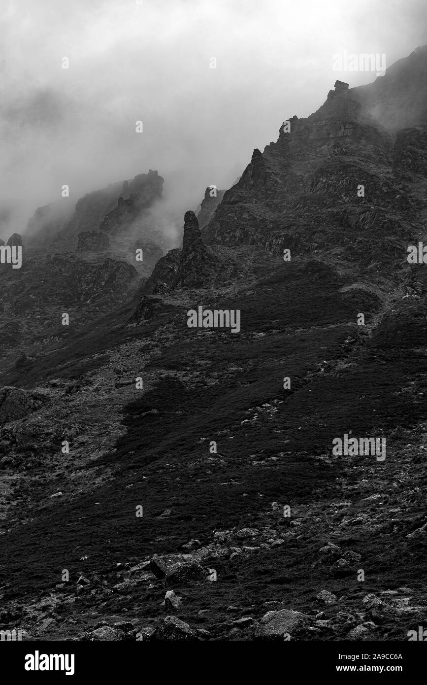 Natural view rocky mountain Black and White Stock Photos & Images - Alamy