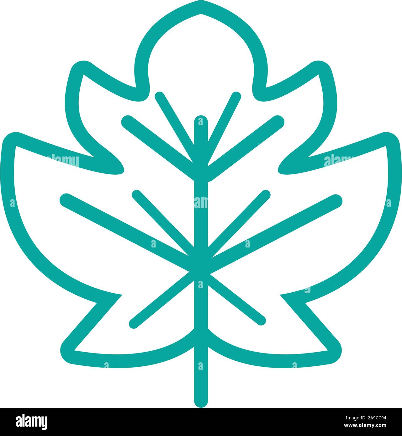 botanic foliage nature leaf icon line green vector illustration Stock ...