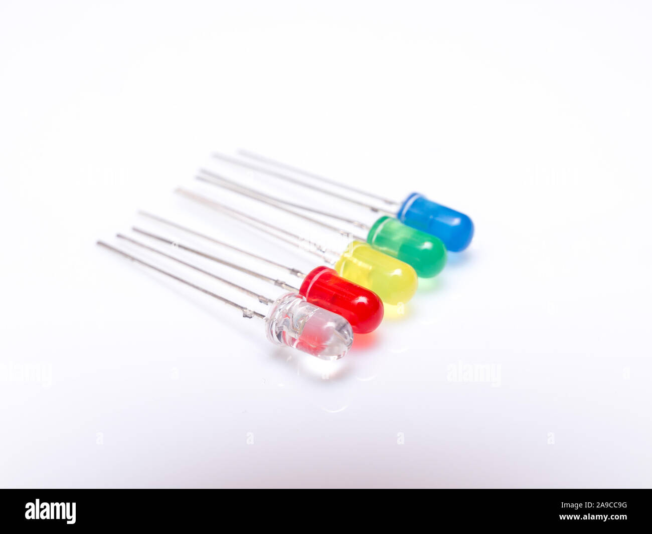 five colors leds isolated in white background Stock Photo - Alamy