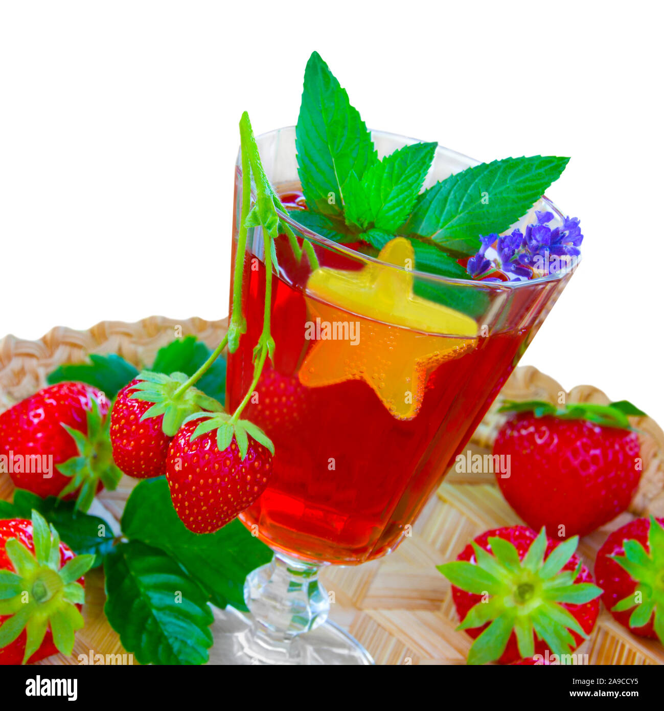 Garden party drink with strawberries and decorations Stock Photo Alamy