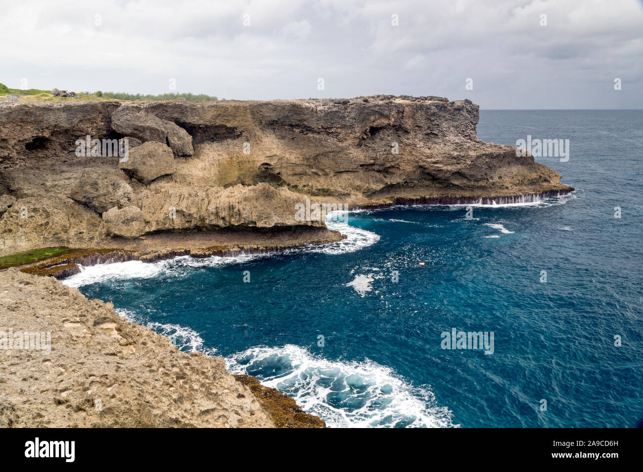Rugged coastline at North Point on the Caribbean island of Barbados Stock Photo