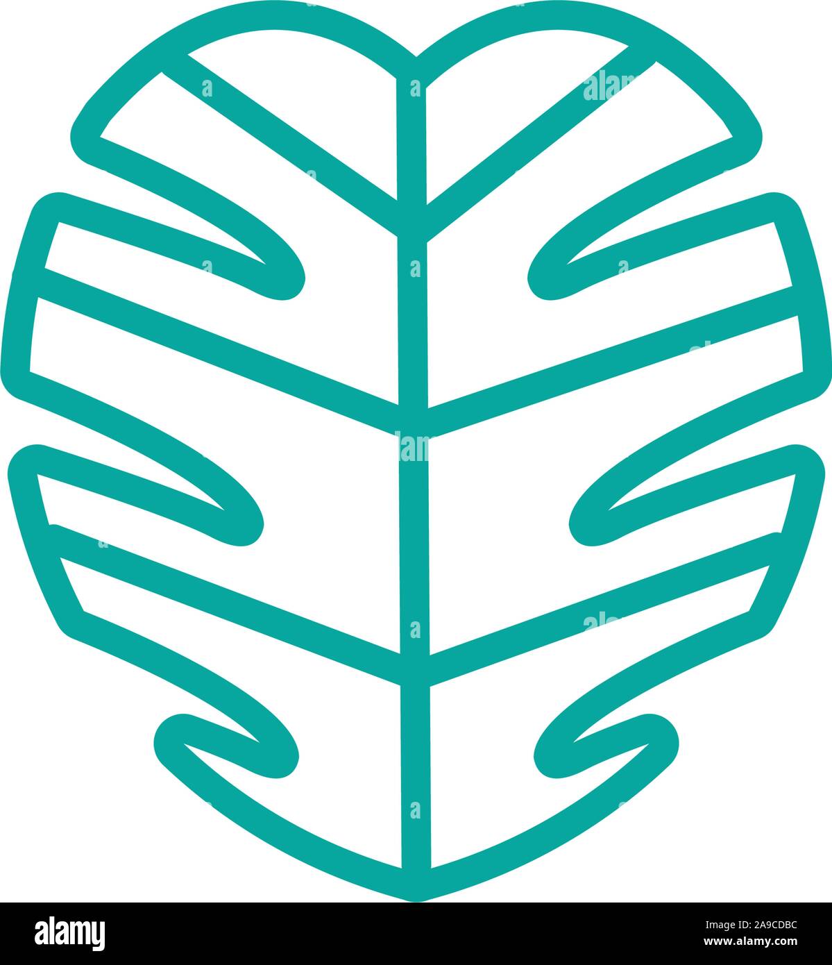 tropical foliage nature leaf icon line green vector illustration Stock ...