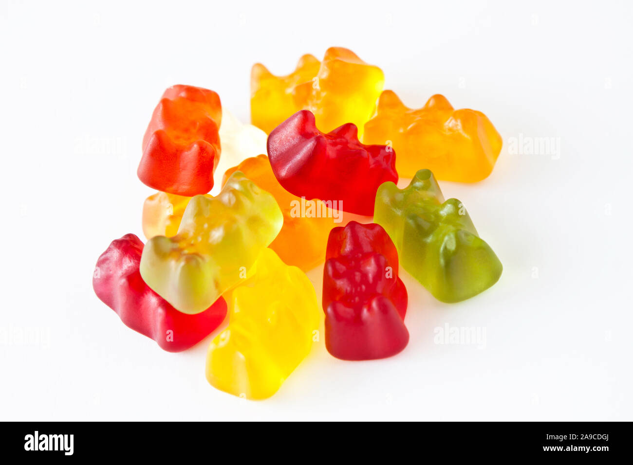 Gummy bears against white background Stock Photo