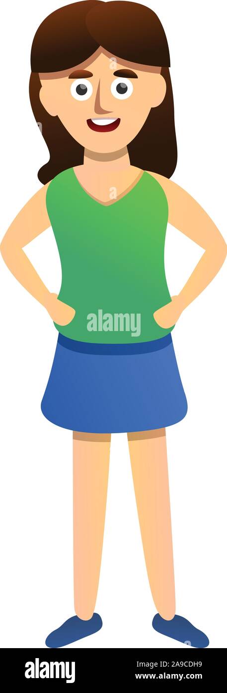 Happy girl in skirt icon. Cartoon of happy girl in skirt vector icon ...