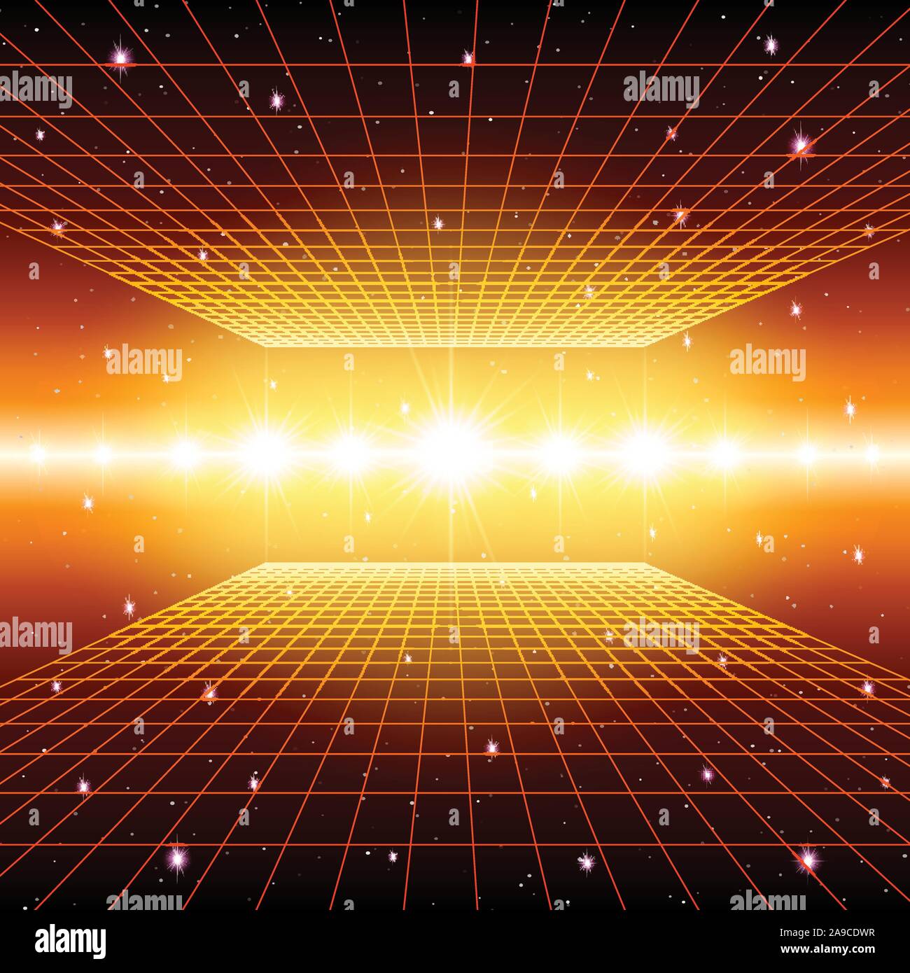 Retro neon background with 80s styled laser grid and stars Stock Vector ...