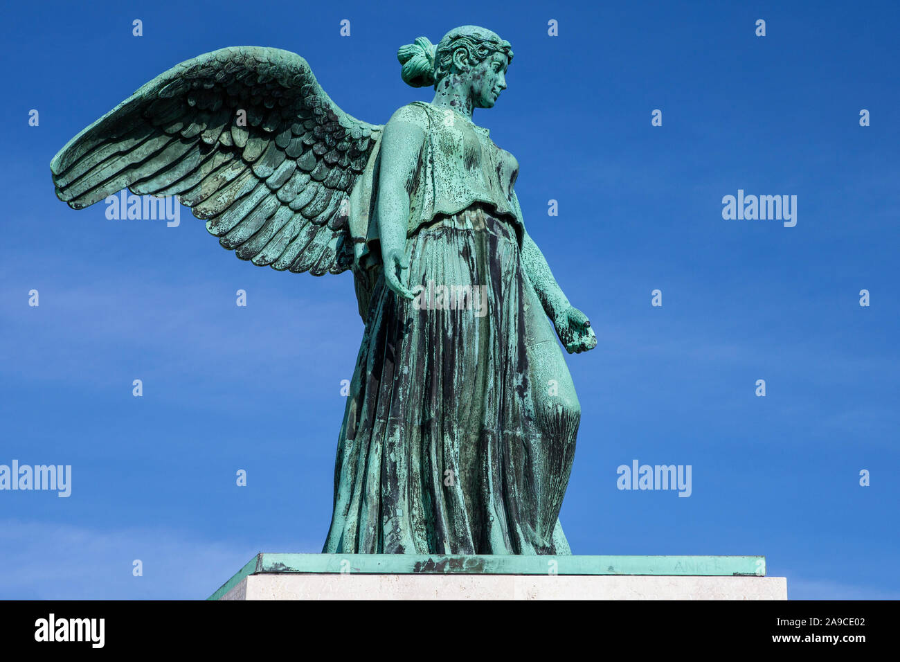 The Angel Statue of the Shipping Monument, also known as the maritime Monument, in Copenhagen - dedicated to all the Danish Merchant Navy Seamen who l Stock Photo