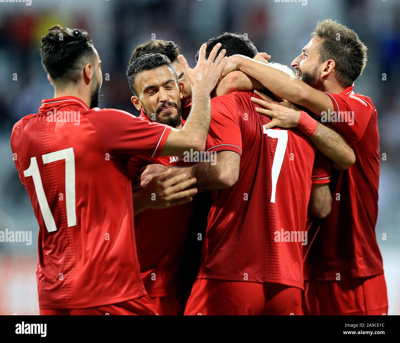 Dubai, United Arab Emirates. 14th Nov, 2019. Players of Syria celebrate ...
