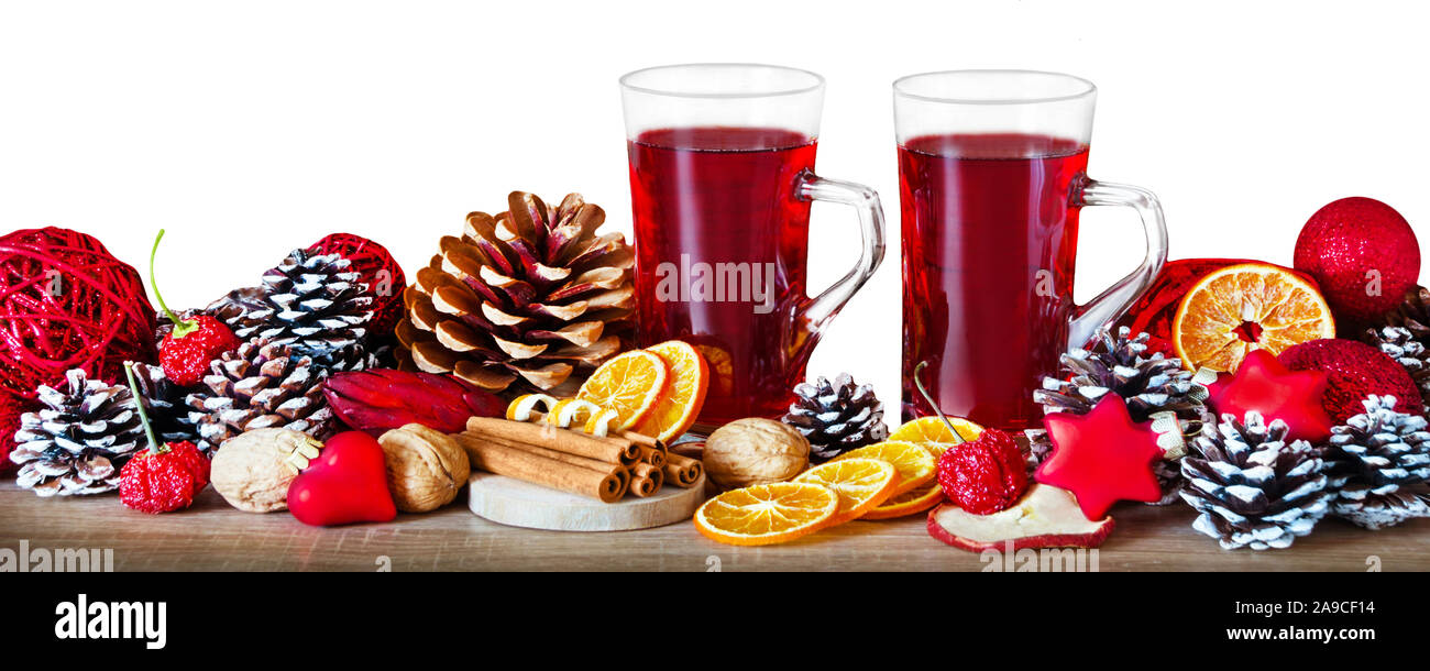 two glasses of hot spiced wine Stock Photo