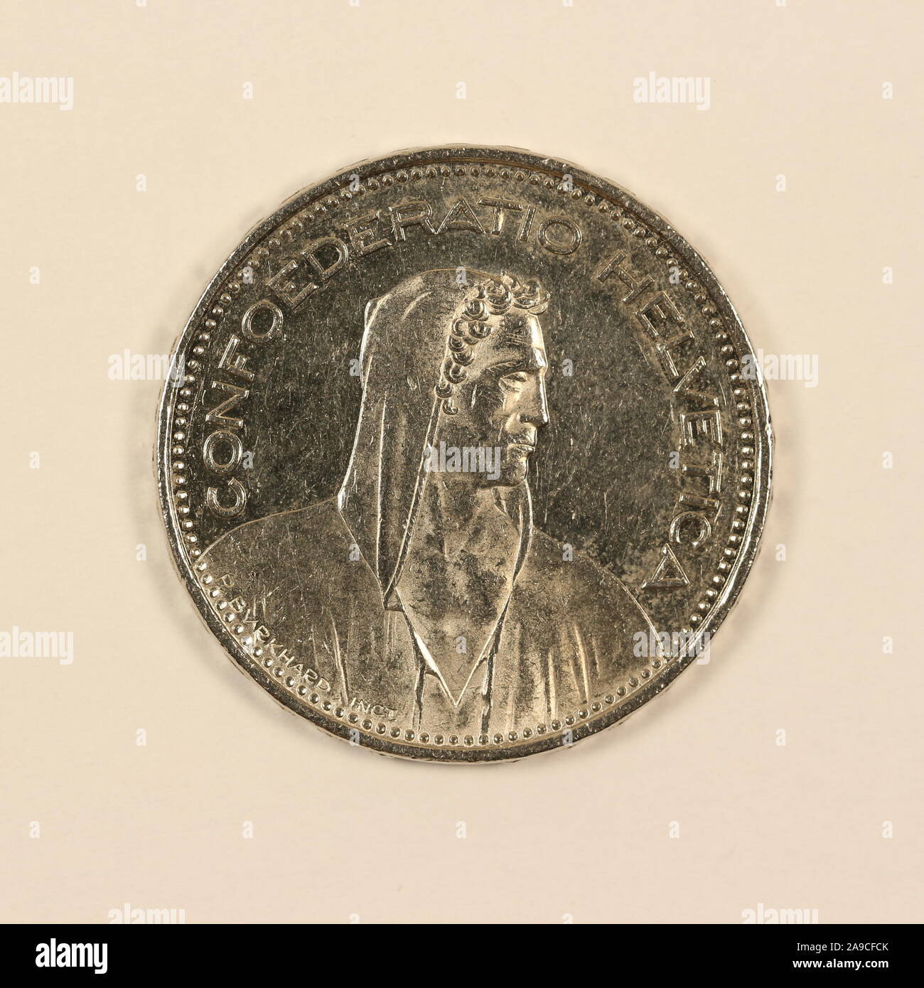 Rückseite einer Schweizerischen 5 Franken Münze Stock Photo