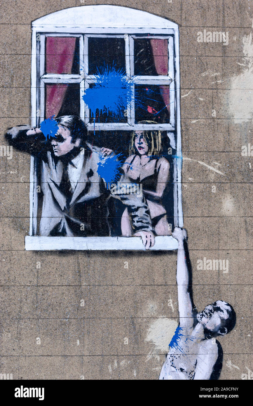 Banksy - Love Cheat, Bristol's Park Street, Bristol, England, UK Stock Photo