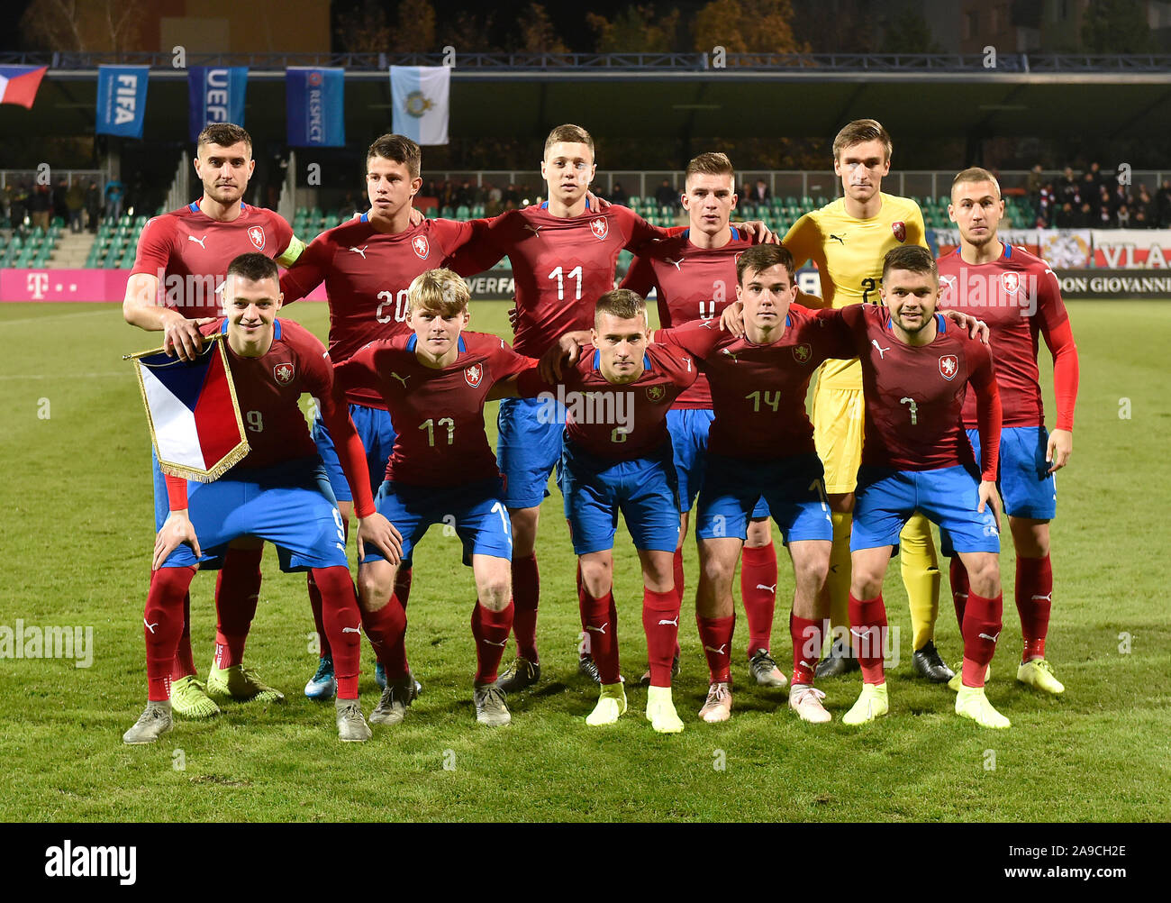 Czech soccer team under-21. Bottom row from left: Dominik Janosek, Pavel  Sulc, Michal Sadilek, Pavel Bucha and Patrik Zitny. Top row from left:  Matej Chalus, Adam Hlozek, Ladislav Krejci, Libor Holik, Matous